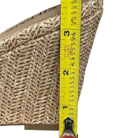 Silent D X Anthropologie Katie Raffia Tan Leather Wedge Sandals Size 37 US 6.5 - Picture 11 of 11